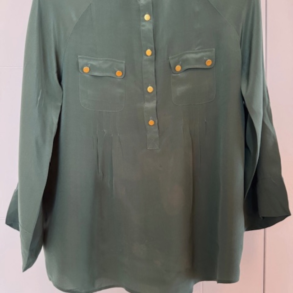SANDRA ANGELOZZI - Silk Blouse - Hunter Green - Size L